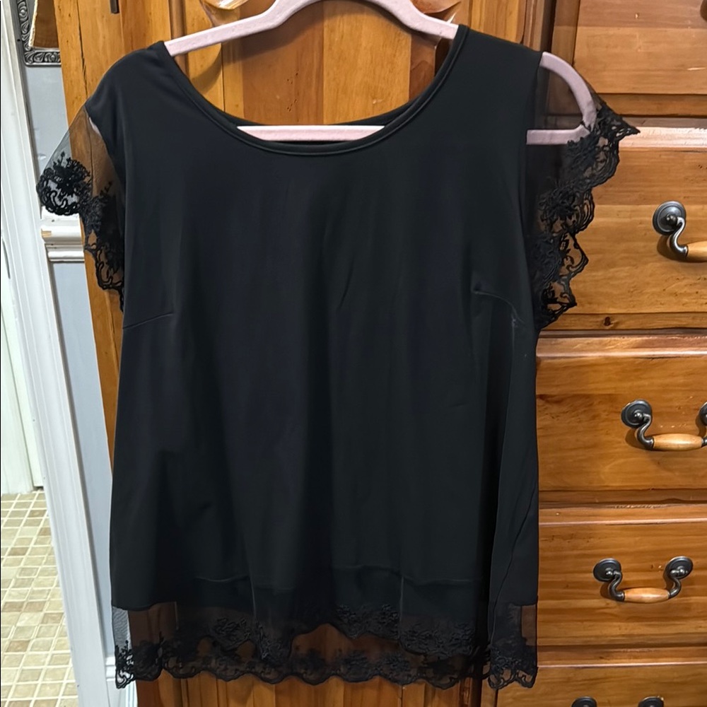 Elegant Black Lace Trim Top